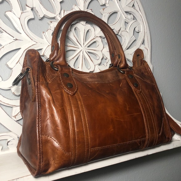 Frye Melissa Satchel Cognac Pull Up Leather NWT - Picture 4 of 9